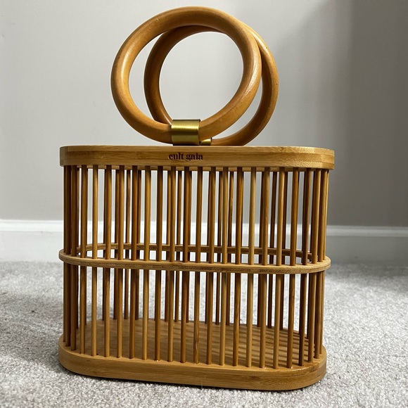 cult gaia Handbags - CULT GAIA Mini Coco Natural Bamboo Handbag